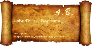 Ambrózy Barbara névjegykártya